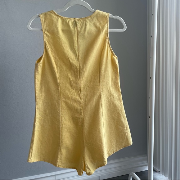 Princessp Polly Linen Button Front Sleeveless Romper / Playsuit in Butter Yellow - Picture 5 of 7
